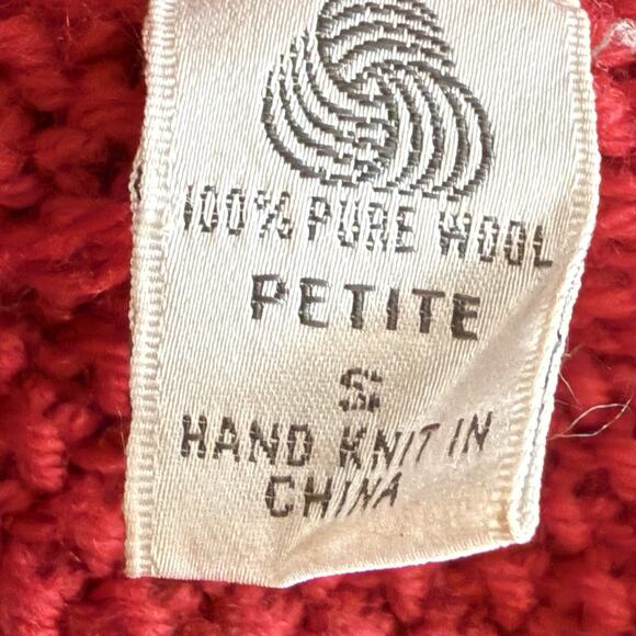 Linda Allard for Ellen Tracy Cardigan Sweater Sz S Cable Knit Collar Hand Knit - Picture 8 of 8